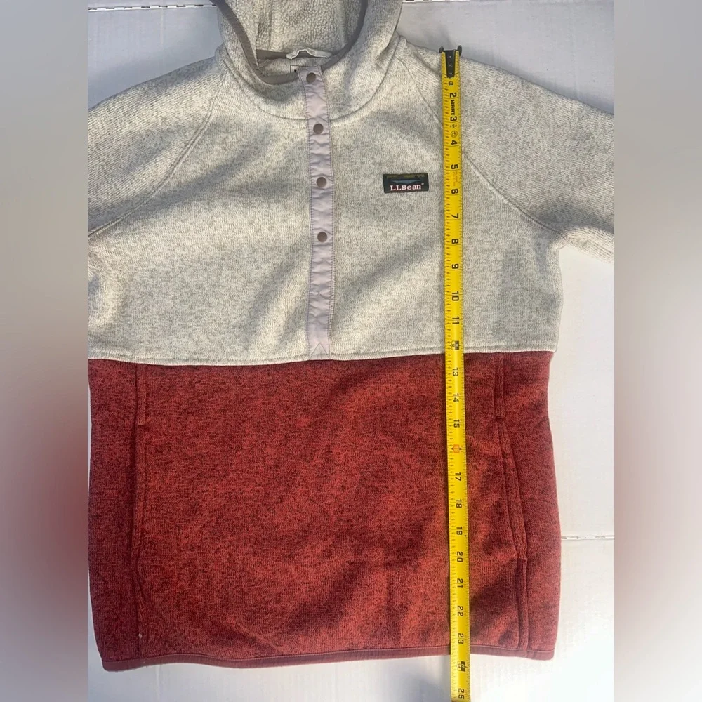 L.L. Bean Jacket Women’s S Reg‎ Tan Red Hoodie Colorblock Outdoors Camp Casual